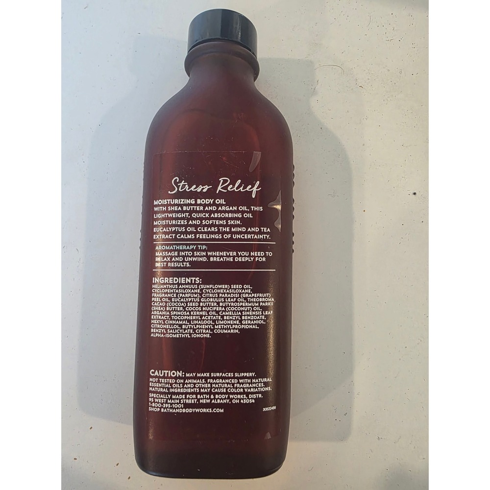 Bath & Body Works Aromatherapy Stress Relief Eucalyptus Tea Body Oil 4oz - Picture 2 of 3
